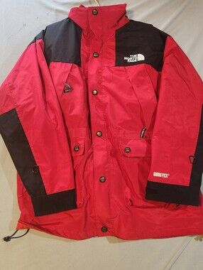 The North Face Red and Black Waterproof Gore-Tex Raincoat Removable Inner Fleece